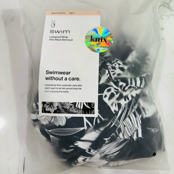 Knix - Leakproof Side-Tie One Piece Swimsuit - Hibiscus Heat - Medium - Picture 11 of 14